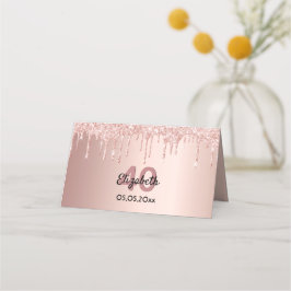 40-årsdagen party ro guld glitter rosa gnistra placeringskort