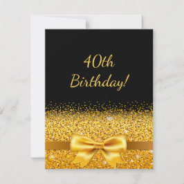 40-årsdagen party svart guld-elegant inbjudningar