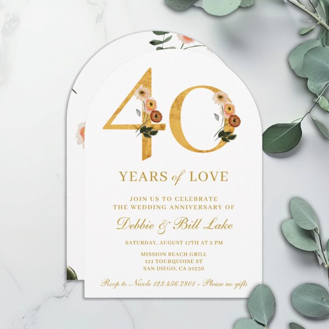 40-årsdagen Party Wildblomma 40 år Kärlek Inbjudningar (Skapare uppladdad)