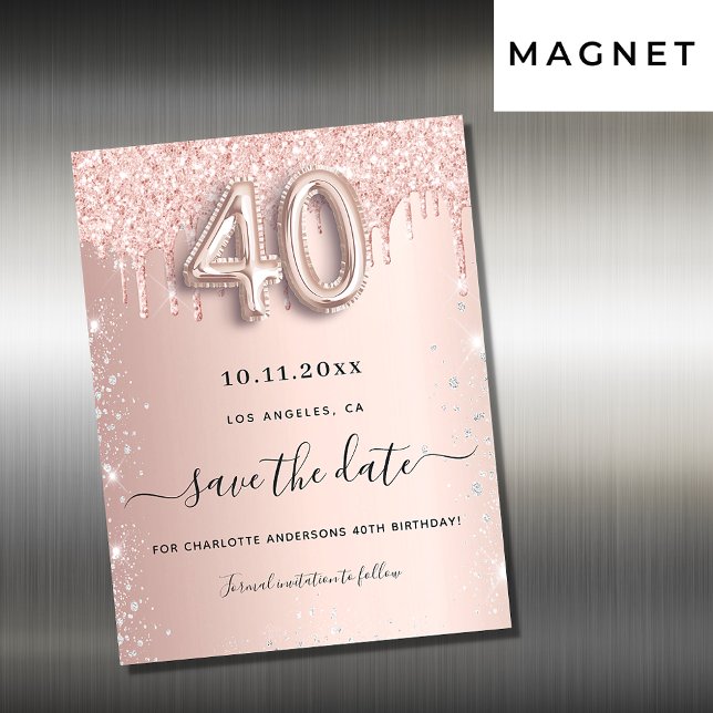 40-årsdagen ro glitter spara datum magneter (Skapare uppladdad)