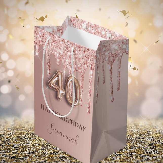 40-årsdagen ro guld glitter rosa-ballongen stil (Skapare uppladdad)