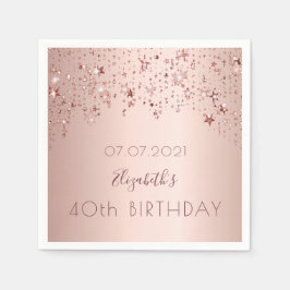 40-årsdagen ro guld stjärnornas rosa pappersservett