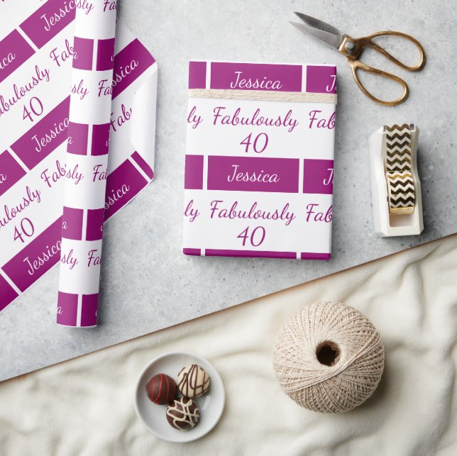 40-årsdagen Rosa 40-årsjubileum Papper Presentpapper (Hantverk)