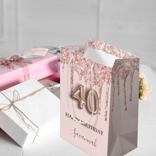 40-årsdagen rosa glitter droppar ro guld