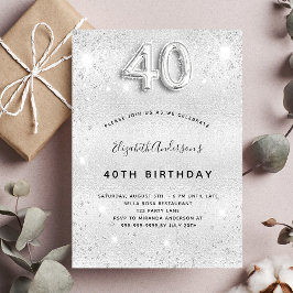40-årsdagen silver glitter glamrous glamrous inbjudningar