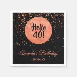 40-årsdagen svart ro guld hej 40 namn pappersservett