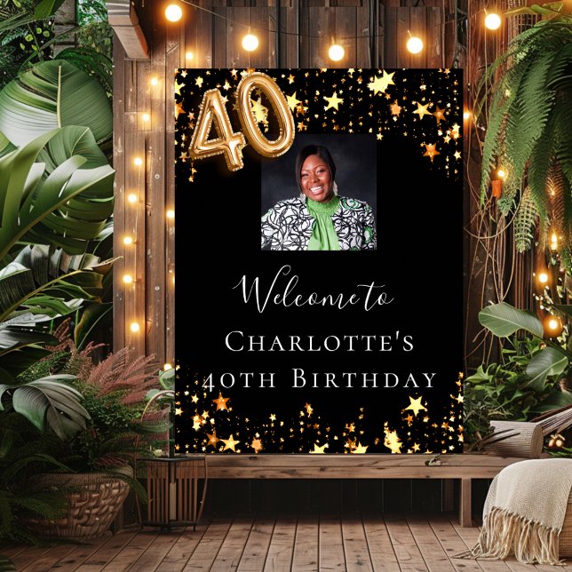 40-årsdagen - välkomstfotografi av svart guld-stjä poster (Skapare uppladdad)
