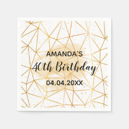 40-årsdagen vit guld-geometri pappersservett