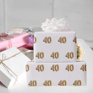 40-årsdagen vit guld presentpapper