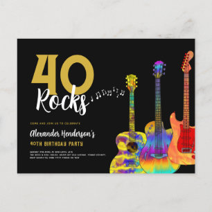 40-årsfest 40 Rocks Gitarr Inbjudan Vykort