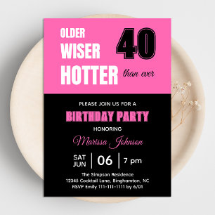 40-årsfest Fyndigare Vackrare Hetare Het Rosa Inbjudningar
