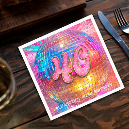 40-årsfest Guld Rosa Glitter Diskoboll Pappersservett