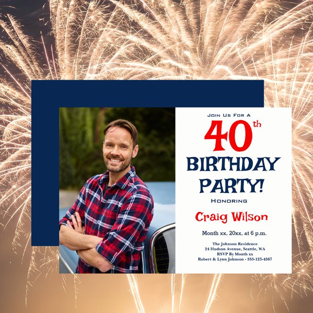 40-årsfest inbjudan med bild (40th Birthday Party Invitation with Image)