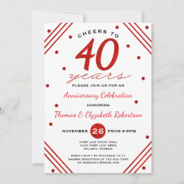 40-årsfest Invitation, Rubinen Inbjudningar