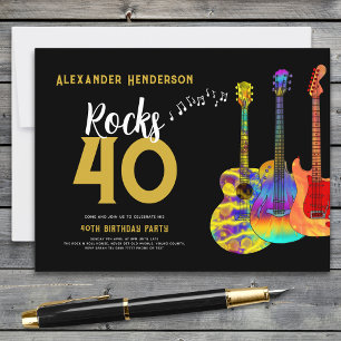 40-årsfest Musik Gitarr Rocks 40 Inbjudan Vykort