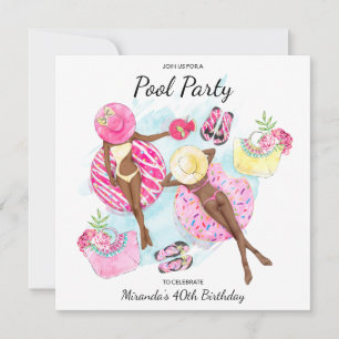 40-årsfest Retro Poolparty Inbjudningar