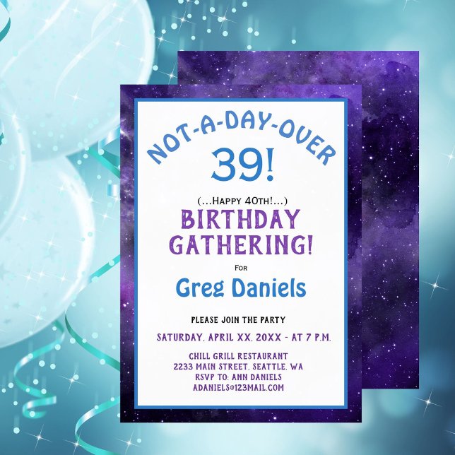 40-årsfestinbjudan - Alltid 39 Inbjudningar (40th Birthday Party Invite - Forever 39)