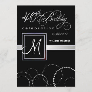 40-årsfestinbjudningar - med monogram inbjudningar