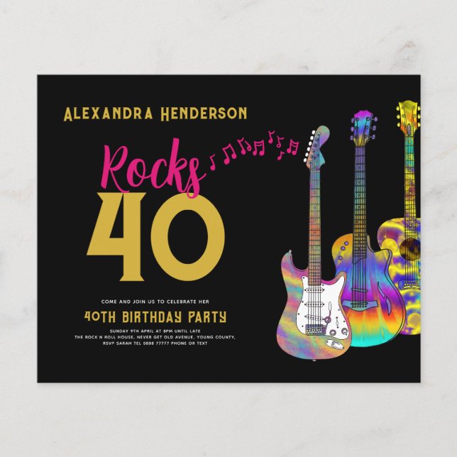 40-årsfestmusik Rocks 40 Budget Flygblad (Framsidan)