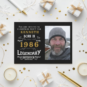40-årsfirande 1986 Vintage Svart Guld Personligt Inbjudningar