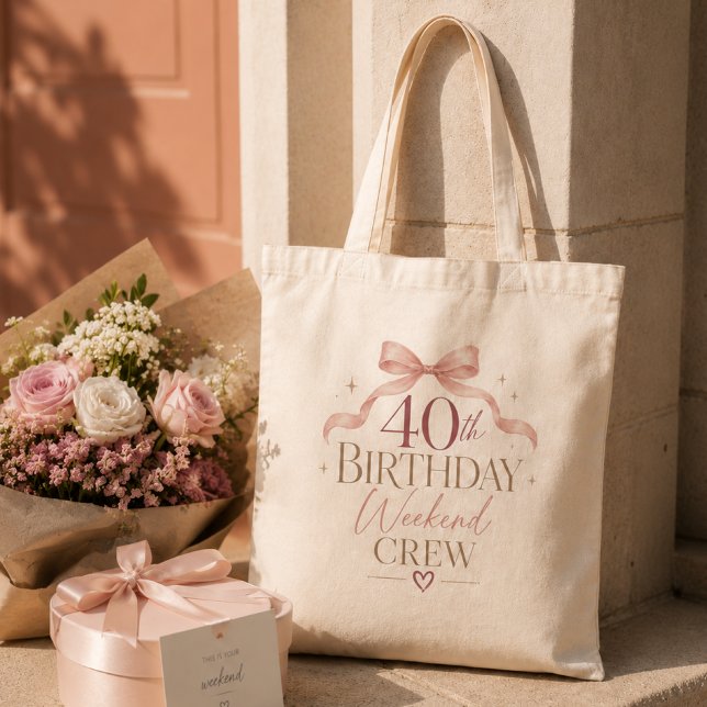 40-årsfirande Crew Elegant Rosa Bow Tote Tygkasse (Skapare uppladdad)