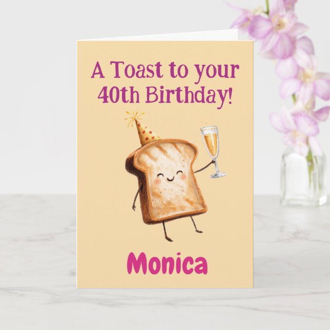 40-årsfirande Grattis, Roligt Toast, Anpassat Kort (Orkide)