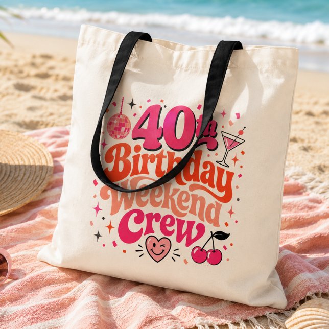 40-årsfirande Helg Crew Retro-fest Tote Tygkasse (Skapare uppladdad)