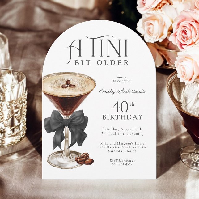 40-årsfirande Lite äldre Espresso Martini Inbjudningar (May be ordered in both printed and instant download digital formats.)