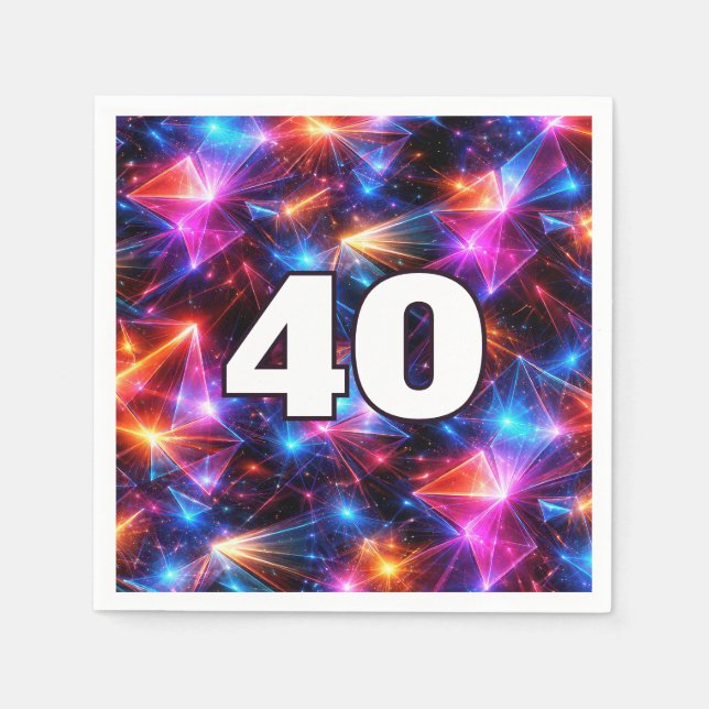 40-årsfirande Neon Polygon Abstrakt  Pappersservett (Framsidan)