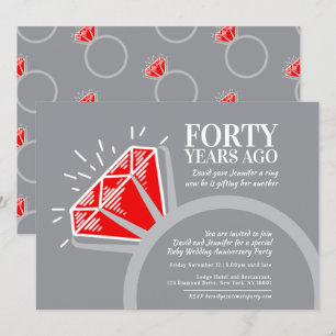 40-årsfirande party red ruby ring grafisk inbjudningar