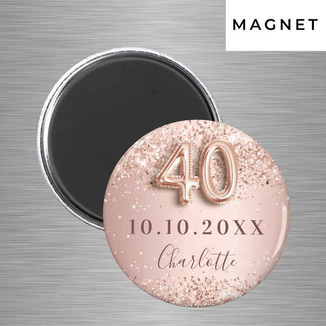 40-årsfirande rose gold blush save the date magnet (Skapare uppladdad)