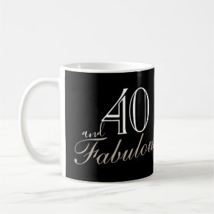 40-årsfirande Svart Elegant Script Födelsedag Kaffemugg