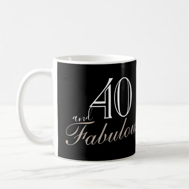 40-årsfirande Svart Elegant Script Födelsedag Kaffemugg (Vänster)