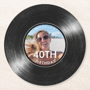 40-årsfirande Vinylskiva Foto Pappersunderlägg Underlägg Papper Rund