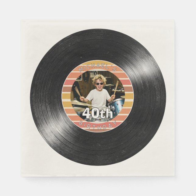 40-årsfirande Vinylskiva Ränder Papper Pappersservett (Framsidan)