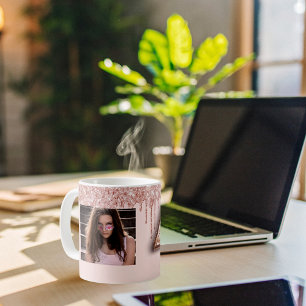 40-årsfoto ro guld glitter rosa ballong kaffemugg