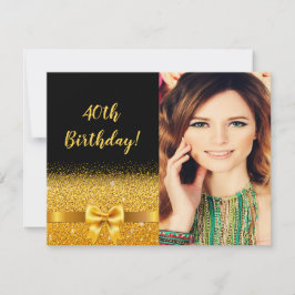 40-årsfoto, svart guld-armbåge inbjudningar