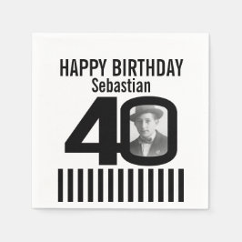 40-årsfotoblöjor av svart rand pappersservett