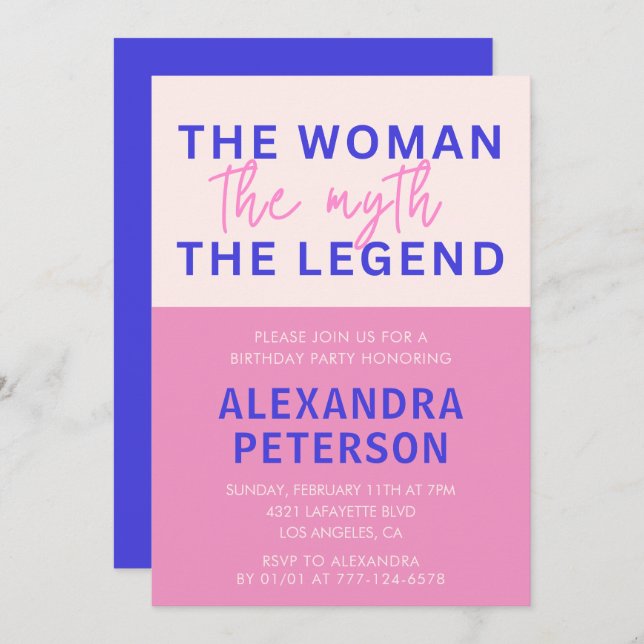 40-årsinbjudningar Funny Woman Myth Legend Inbjudningar (Fram/baksida)