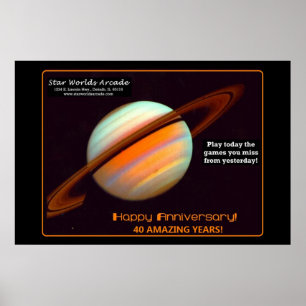 40-årsjubiléet för Star Worlds Arcade Retro Poster