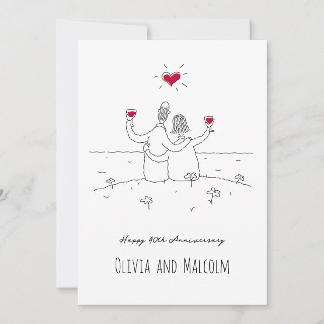 40-årsjubileet lycklig Red Heart par (Framsida)