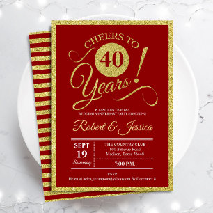 40-årsjubiléet Party - inbjudan till Ruby Red Guld