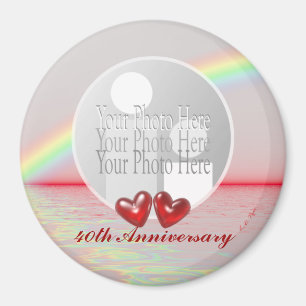 40-årsjubiléet Ruby Hearts for Photo Magnet