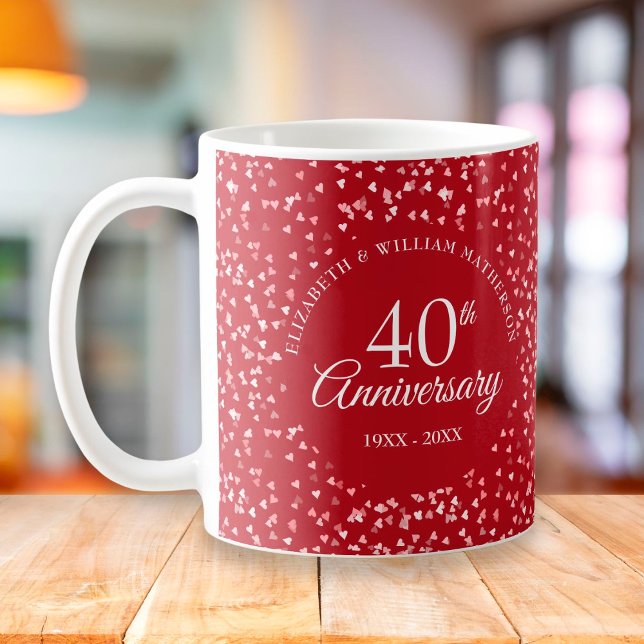 40-årsjubiléet Ruby Hearts Kaffemugg (Skapare uppladdad)