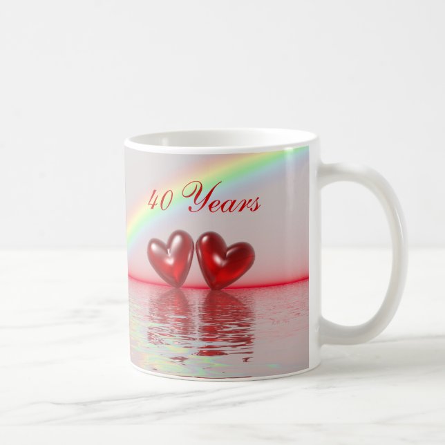 40-årsjubiléet Ruby Hearts Kaffemugg (Höger)
