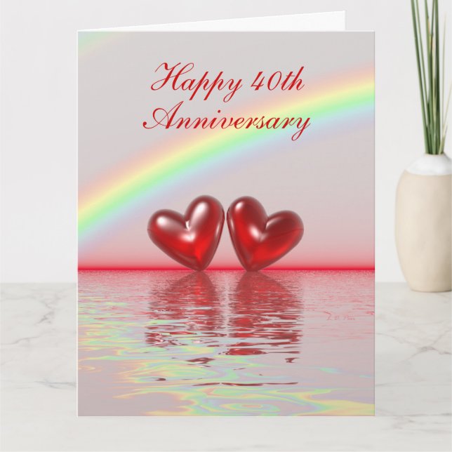 40-årsjubiléet Ruby Hearts Kort (Framsida)