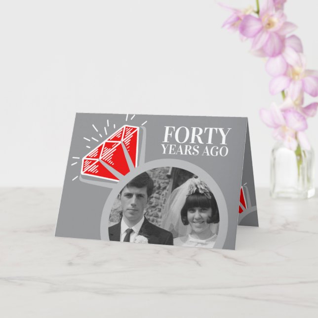40-årsjubileet ruby ring nu, sedan foto kort (Orkide)