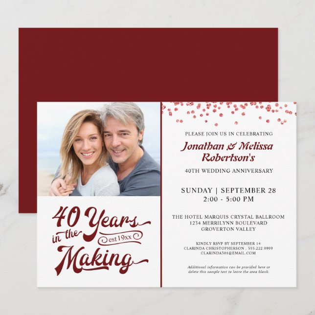 40-årsjubileum 40 ÅR I SKAPAR Ruby Inbjudningar (Fram/baksida)