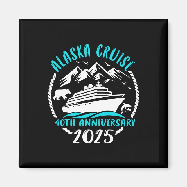 40-årsjubileum Bröllop Alaska Kryssning 2025 Par Magnet (Framsidan)
