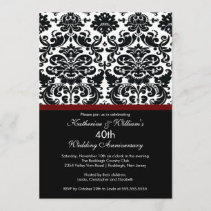 40-årsjubileum Damask Invitation Merlot Röd Inbjudningar